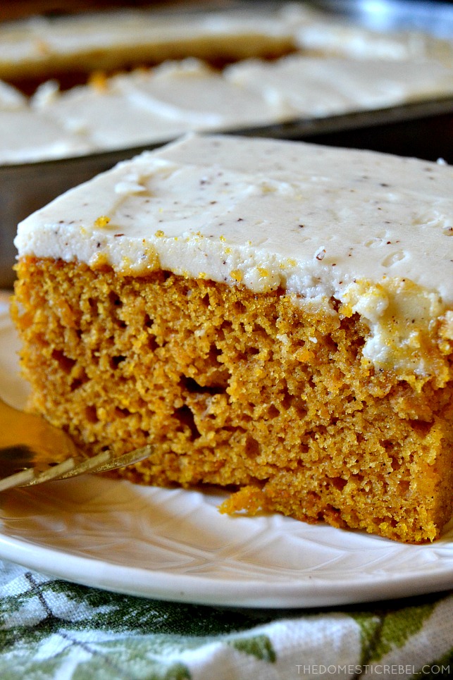 This Best Ever Pumpkin Cake is moist, tender, and perfectly spiced with an addictive, out of this world Brown Butter Maple Frosting! The combination of the pumpkin spice cake and the nutty, toasted brown butter maple icing is to die for! 