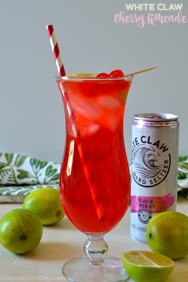 These WHITE CLAW BLACK CHERRY LIMEADES are super simple to make with only four easy ingredients and amazing flavor! Ultra refreshing, really flavorful, and couldn't be faster to whip up! 