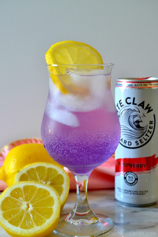 This White Claw Raspberry Lemonade Cocktail is trendy, bubbly, pretty and sweet, just like Libras in my Zodiac Cocktail Series! This gorgeous cocktail even has a magical color-changing component you can't miss! 