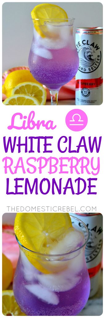 This White Claw Raspberry Lemonade Cocktail is trendy, bubbly, pretty and sweet, just like Libras in my Zodiac Cocktail Series! This gorgeous cocktail even has a magical color-changing component you can't miss! 