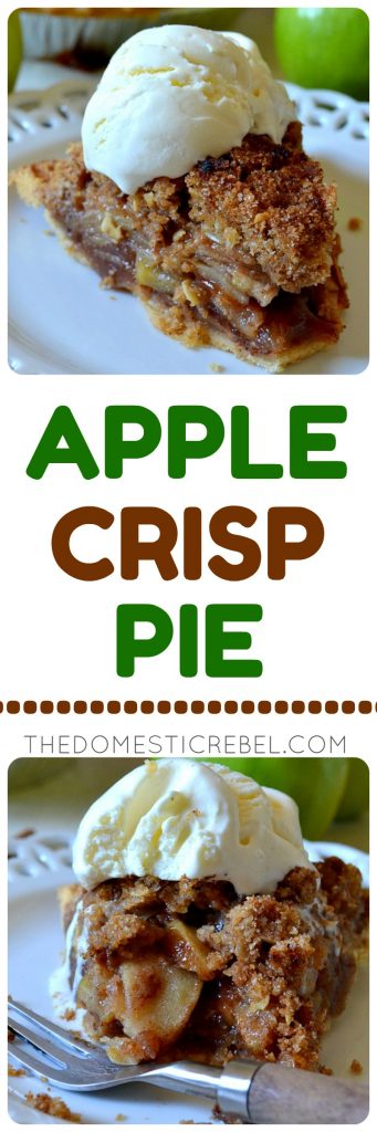 This Apple Crisp Pie is a unique combination between deep-dish apple pie and apple crisp. two fall favorite desserts! Deep dish, gooey apple pie topped with a buttery, crumbly crisp topping in every bite! You'll love this dessert mashup! 