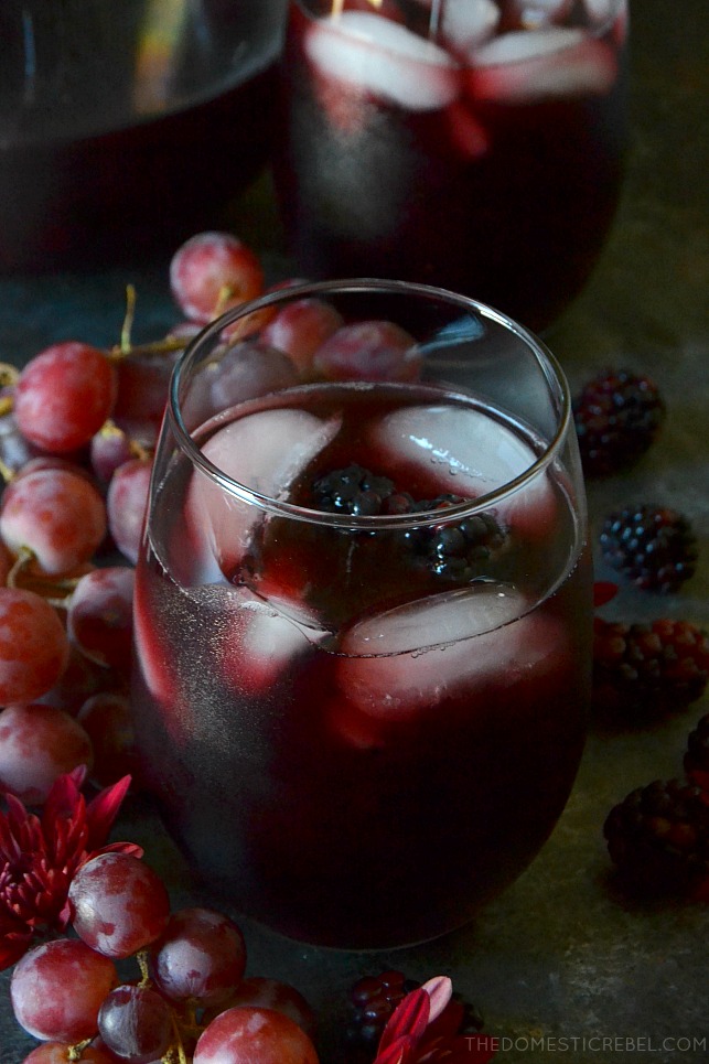 This Love Potion Sangria is rich, deep, sumptuous and spellbinding with pinot noir and dark fruit flavors! Perfect for moody, secretive Scorpios in my Zodiac Cocktail Series! 