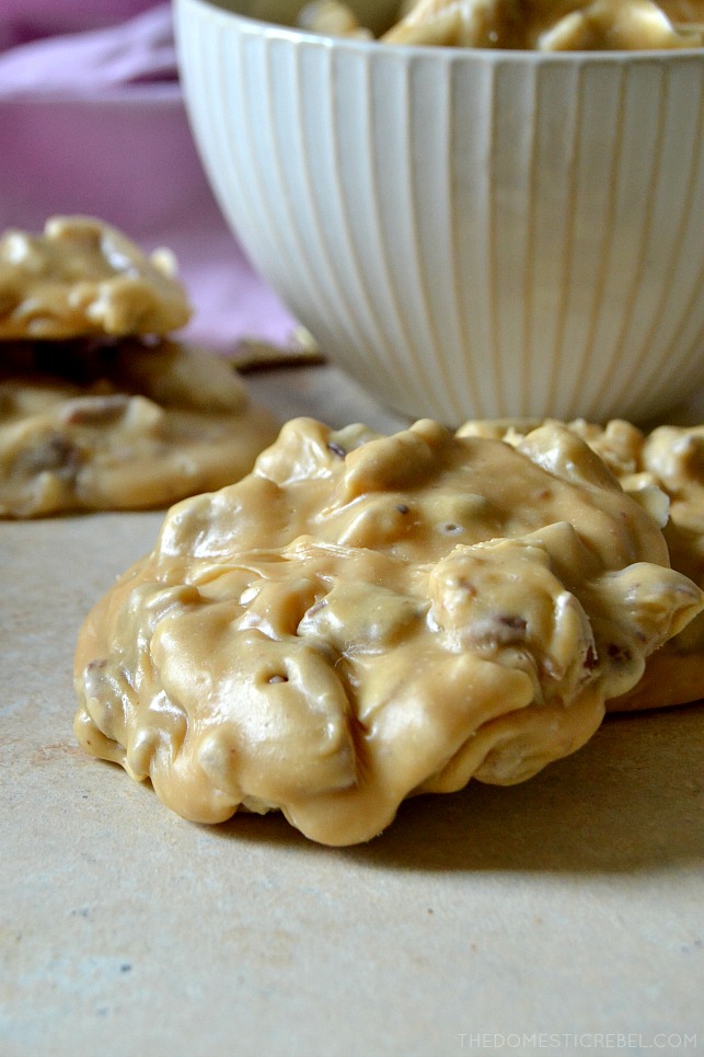 southern pralines on white wood