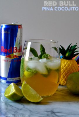 This Red Bull Piña Cocojito is a delicious twist between a piña colada and mojito with a Red Bull punch! Perfect for energetic, on-the-go traveling Sagittarius in my Zodiac Cocktail Series!