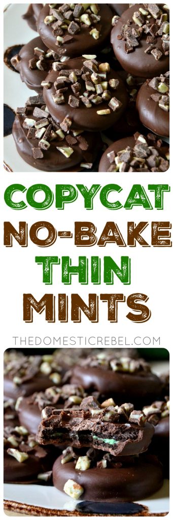 copycat no-bake thin mint cookies collage