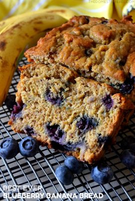 This Blueberry Banana Bread is the BEST banana bread recipe EVER! With a secret ingredient that makes it SUPER moist, tender, soft and extra banana-flavored. This bread is easy, addictive and amazing!