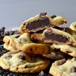 These Brownie-Stuffed Chocolate Chip Cookies are EXTRAORDINARY! Soft, thick and chewy buttery chocolate chip cookies are stuffed with a fudgy baked brownie square for the ultimate dessert mashup! Super easy, NO CHILLING TIME, and a total crowd-pleaser!