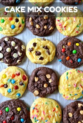These Cake Mix Cookies are a super easy, super fast cookie recipe using only three ingredients: cake mix, oil, and eggs to create soft and chewy cookies in no time! With HUNDREDS of mix-in options to choose from to customize each and every craving. So fun to make with kids, too!