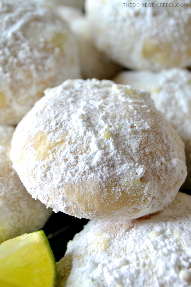 closeup of key lime cooler cookie in a pile
