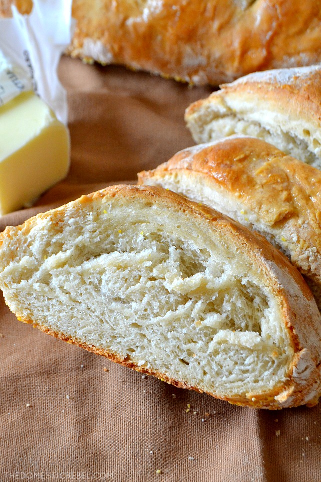 crusty french bread with butter
