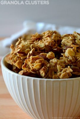 These Super Easy Granola Clusters are a great, cost-effective way to make artisan granola at home AND control the ingredients! Flavored with brown sugar, vanilla and honey, it's the perfect base recipe for all your favorite mix-ins!