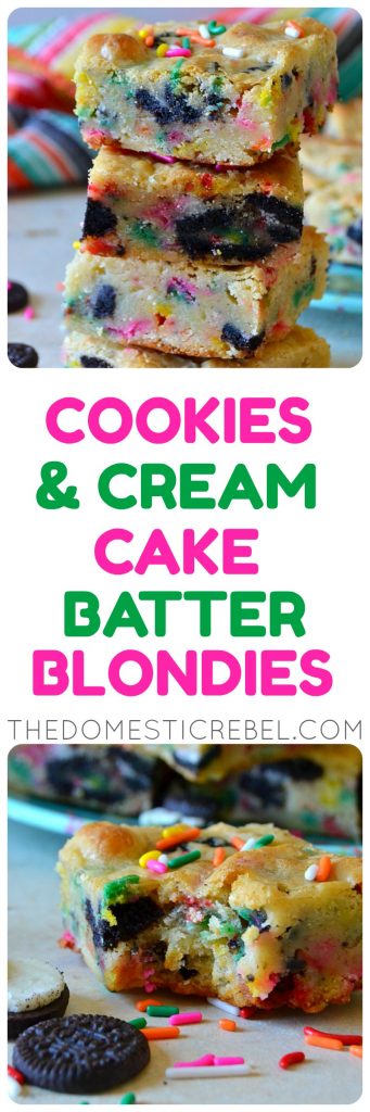 Cookies & Cream Cake Batter Blondies collage