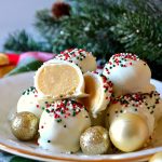 sugar cookie truffles on a white plate