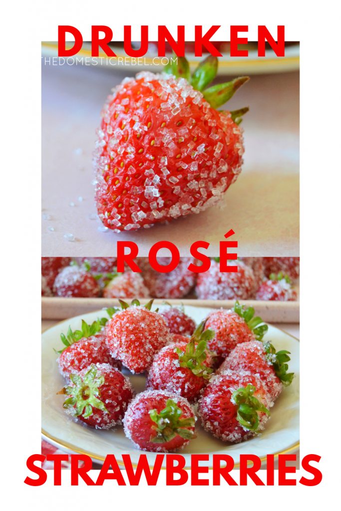 drunken rosé strawberries photo collage