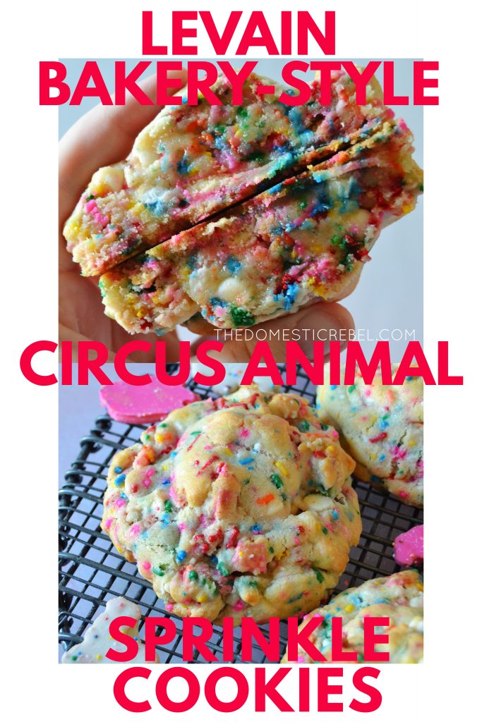 levain bakery style circus animal sprinkle cookies photo collage