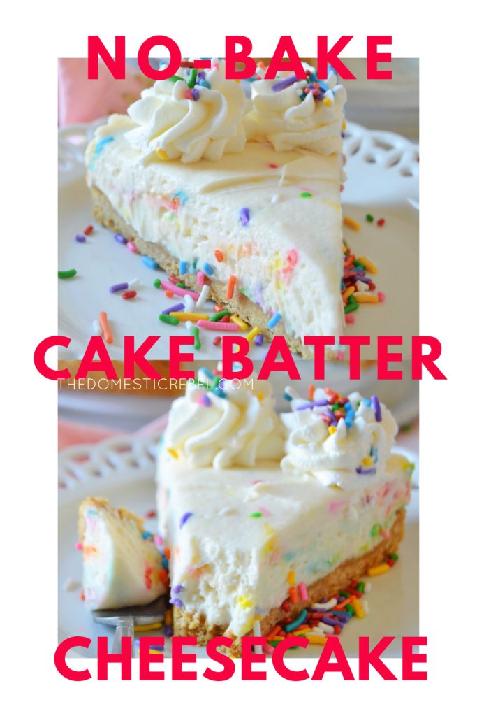 no-bake cake batter cheesecake photo collage