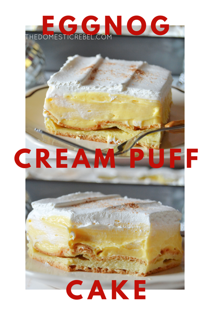 eggnog cream puff cake photo collage