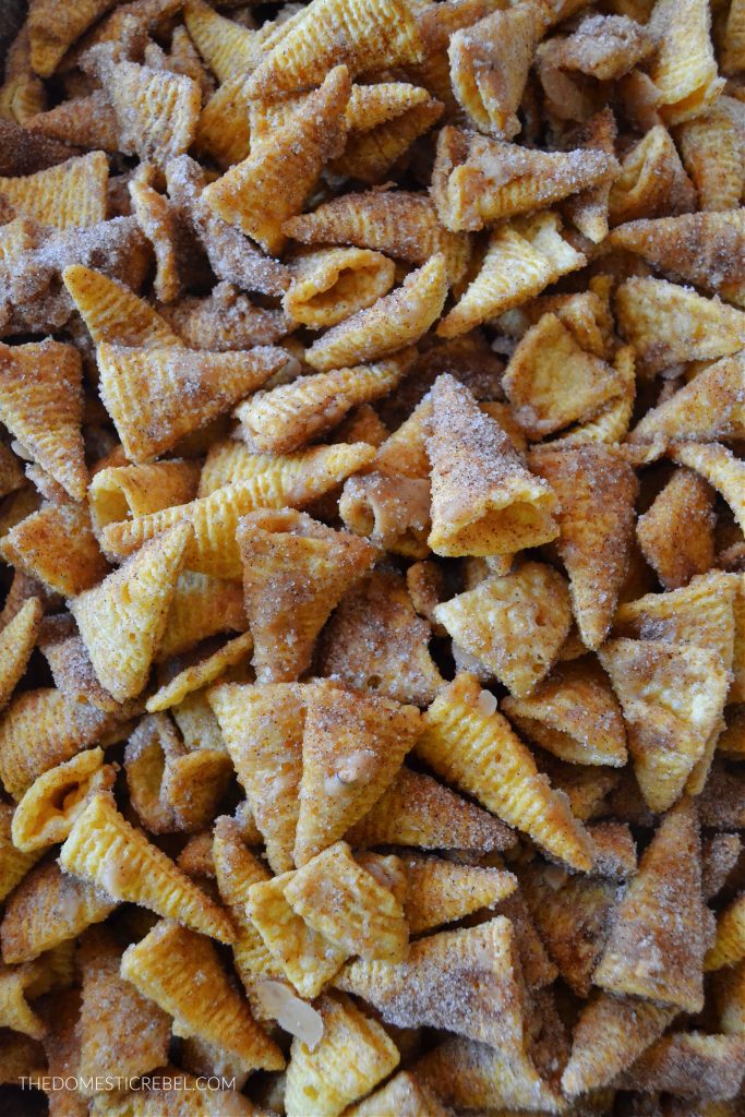 a pan of churro toffee bugles.